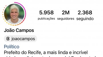 João Campos atinge a marca de 2 milhões de seguidores 