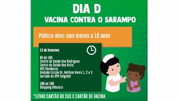 “Dia D” da Campanha Nacional de Vacinação contra Sarampo será no próximo sábado
