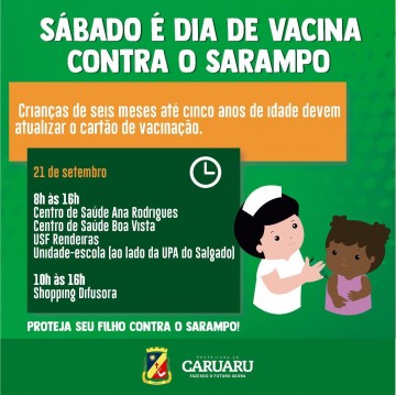 Caruaru realiza mais uma atualização do cartão vacinal de crianças neste sábado (21)