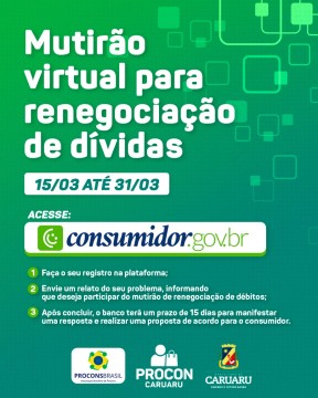 Procon Caruaru promove mutirão virtual para renegociação de dívidas