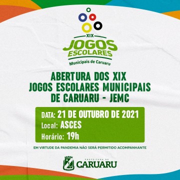 Abertura dos XIX Jogos Escolares Municipais de Caruaru acontece hoje