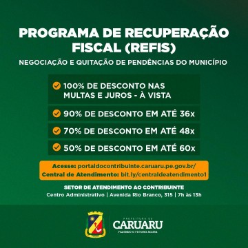 Prefeitura de Caruaru segue realizando campanha para regularização de débitos