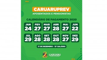 Prefeitura de Caruaru divulga calendário de pagamento anual dos aposentados e pensionistas do CaruaruPrev