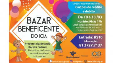 O Icia realiza Bazar Solidário com produtos doados pela Receita Federal. 