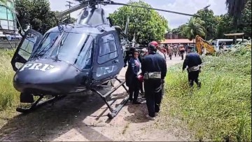 Colisão entre ônibus e moto deixa um ferido em Camaragibe; vítima é socorrida por helicóptero da PRF