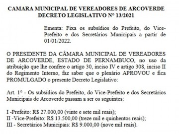 MPPE abre inquérito para investigar aumento de salários do prefeito, do vice e dos secretários municipais, em Arcoverde