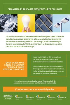 Neoenergia Pernambuco abre chamada pública para projetos de eficiência energética