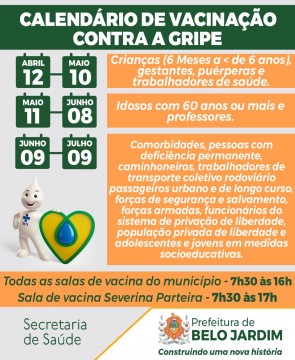 Campanha de Vacinação contra gripe tem início na próxima segunda-feira (12) em Belo Jardim