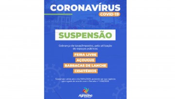 Em virtude do Coronavírus, Prefeitura de Agrestina suspende temporariamente cobranças de taxas públicas