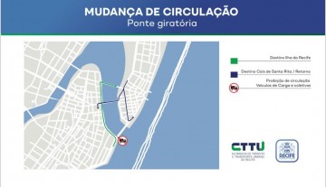 Recife inicia nova etapa da recuperação da Ponte Giratória e altera momentaneamente a circulação viária no Centro