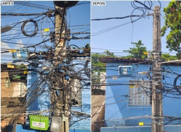 Mais de 9 toneladas de cabos irregulares foram removidas de postes em Pernambuco, no primeiro trimestre deste ano