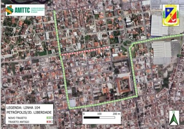 Alteração na rota da linha de ônibus que atende os bairros Petrópolis e Jardim Liberdade