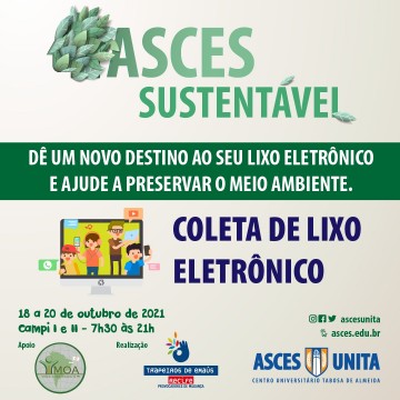 Coleta de lixo eletrônico acontece entre 18 e 20 de outubro na Asces-Unita