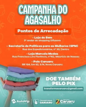 Transforma Caruaru promove campanha de arrecadação de agasalhos