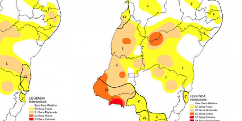 Entre maio e junho, o estado registrou somente áreas com seca fraca e a redução do fenômeno no território pernambucano. No norte do Agreste houve a diminuição da intensidade do fenômeno de moderada para fraca