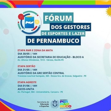 Primeiro Fórum dos Gestores de Esportes e Lazer de Pernambuco acontece nesta terça
