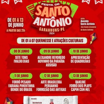 Veja programação da Festa de Santo Antônio em Garanhuns