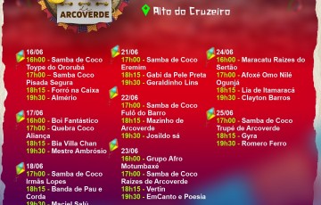 São João: Prefeitura de Arcoverde divulga programação do Polo Raízes do Coco Lula Calixto