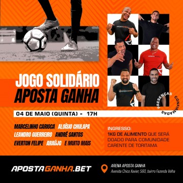 Jogo Solidário reúne craques nacionais na Arena Aposta Ganha, em Toritama
