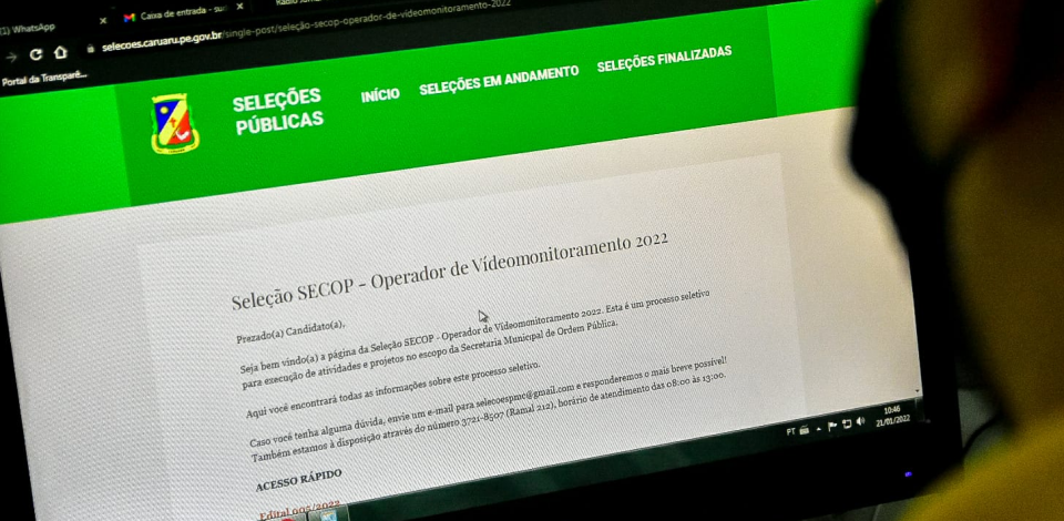 Prefeitura de Caruaru abre nove vagas de emprego para operador de videomonitoramento