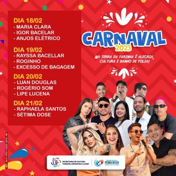 Prefeitura de Feira Nova divulga programação de carnaval 