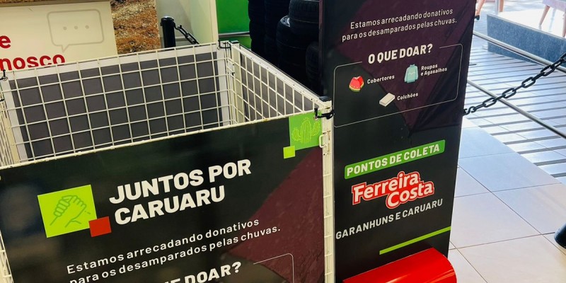 As lojas de Caruaru e Garanhuns estão sendo pontos de arrecadação de doações, entregues a ONG Transforma Caruaru 
