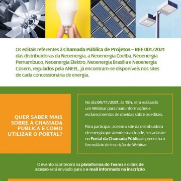 Neoenergia Pernambuco abre chamada pública para projetos de eficiência energética