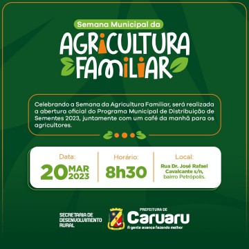 Caruaru distribui sementes em comemoração a Semana Municipal da Agricultura familiar, na próxima segunda (20)