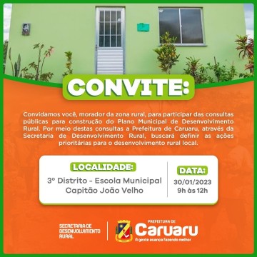 Prefeitura de Caruaru leva Plano Municipal de Desenvolvimento Rural para os 3°e 4° distritos da Zona Rural