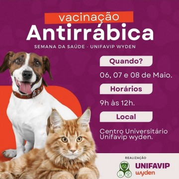 Centro Universitário de Caruaru ofertará vacinação antirrábica gratuita até quarta (8)