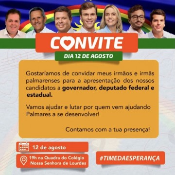 Em Palmares, prefeito Júnior de Beto fará evento para apresentar seus candidatos 