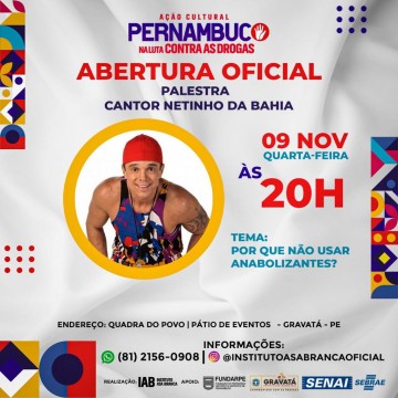 Ação Cultural Pernambuco na Luta contra as drogas acontece de 09 a 23 de novembro em Gravatá